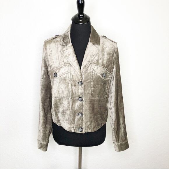 Cabi Sunday Topper platinum velvet velour button front jacket size Small #3377 - Picture 2 of 16